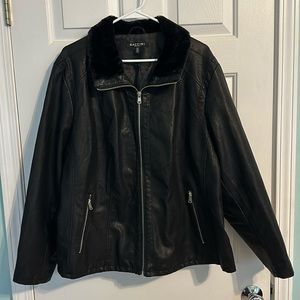 Like New Baccini Faux Leather Jacket with Fur Collar